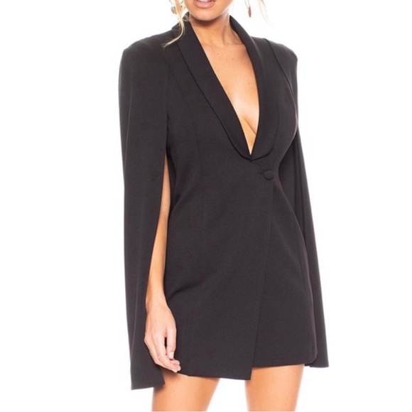 KATIE MAY Boss Lady Cape Minidress BLACK, SIZE XS 1356 - Picture 2 of 8